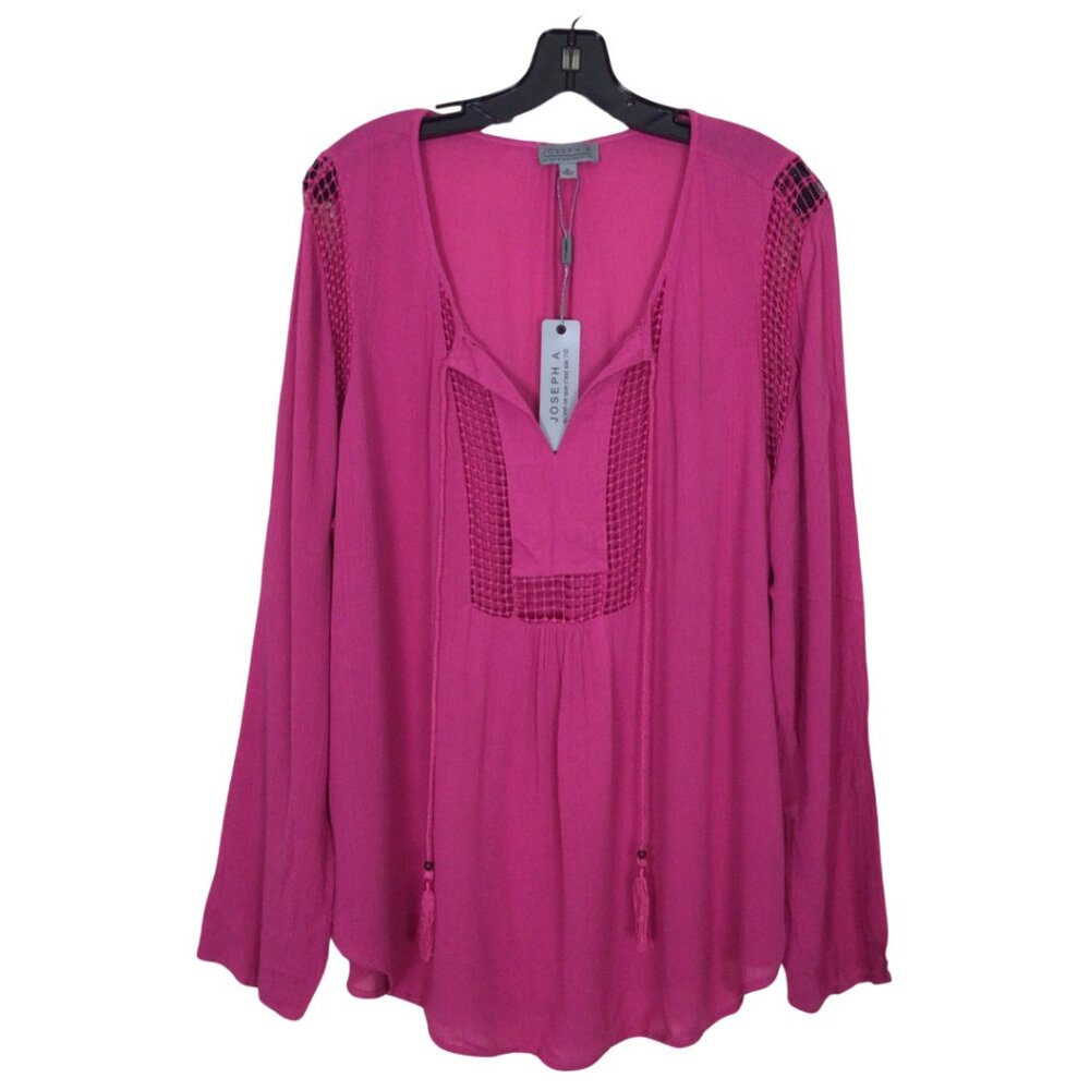 NWT Joseph A Top Women’s XL Dusty Rose Tassel Tie Blouse Shirt Extra Large Pink